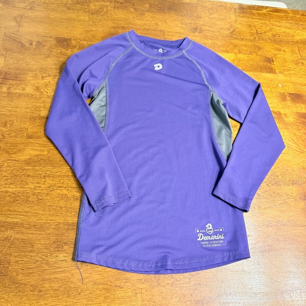 Kids DeMarini youth game day Purple Gray Long Sleeve Shirt size small